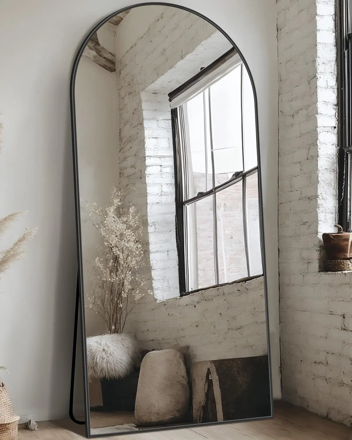 Full Length Mirror, 26"x68" Oversized Floor Mirror,Full Body Mirror with Stand for Bedroom, Living Room, Cloakroom (Black and Gold)