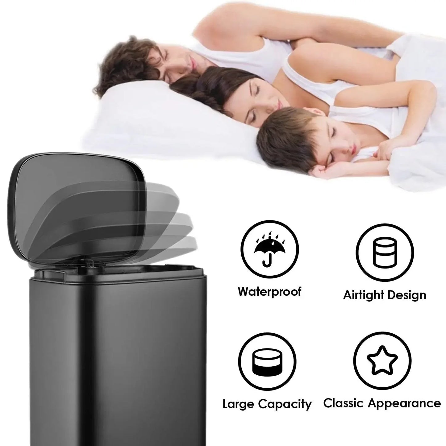 8 Gallon / 30L Step Trash Can, Stainless Steel Garbage Bin Removable Inner Bucket for Kitchen Rubbish W/ Silent Lid Soft-Close (Multiple colors)