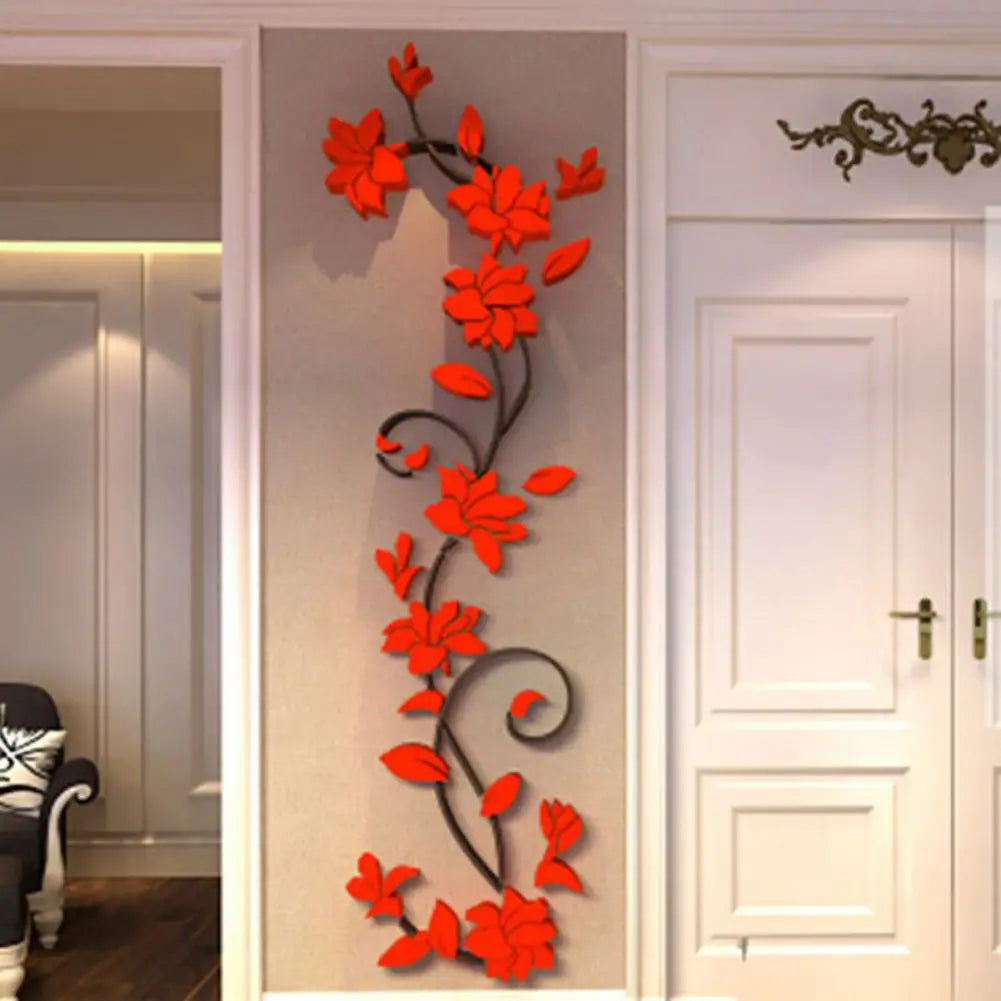 3D Wall Stickers DIY Removable Art Vinyl Vase Flower Tree Decal Mural Home Bedroom  & Living Room & Bathroom  Decoration