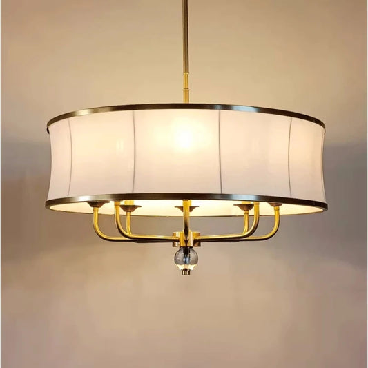 American Fabric E14 Chandelier Living Room Nordic Rod Hanging Lamp Foyer Gold Suspend Lamp Home Decor Led Lighting Fixtures