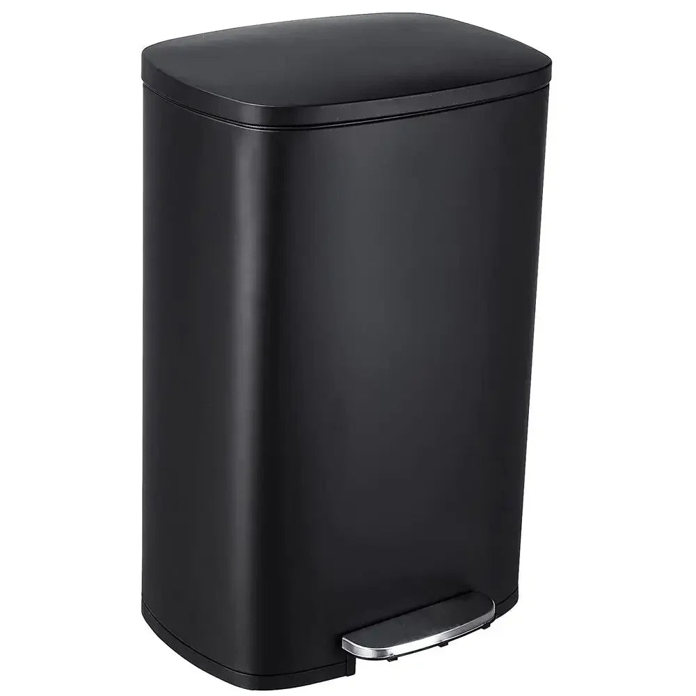 Homfa 13 Gallon (50L) Rectangular Trash Can Stainless Steel Kitchen Garbage Can W/ Lid Black