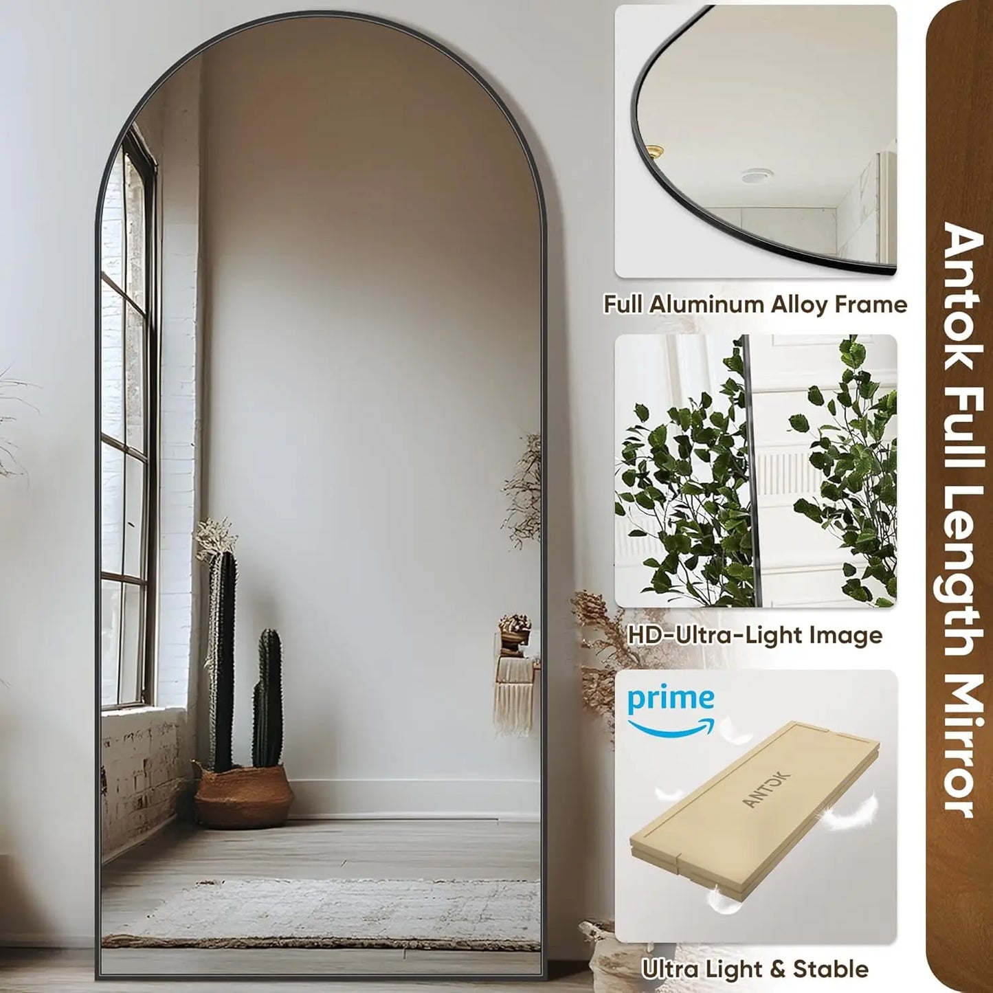 Full Length Mirror, 26"x68" Oversized Floor Mirror,Full Body Mirror with Stand for Bedroom, Living Room, Cloakroom (Black and Gold)