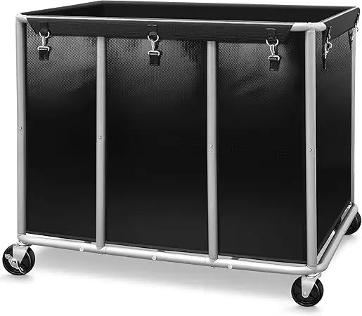 Heavy-Duty Rolling Laundry Hamper with Wheels - 420L Capacity Sturdy Steel Frame Commercial Laundry Cart for Large Loads