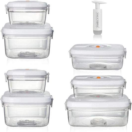 Vacuum Seal Food Storage Containers, Leakproof, Freshness, BPA-Free Kitchen Organizers, Ideal for Fruits, Veggies, Meats, Leftovers