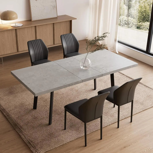 XMSJ-7 47.2"- 62.9" Extendable Dining Table Set for 4, Modern Kitchen Table with Dining Chairs for 4-6 Person