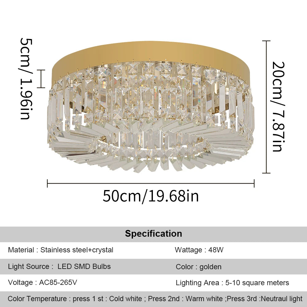 Crystal Ceiling Lamp Living Room Gold Luxury Modern Chandeliers Decoration Led Ceiling Lights Lighting Fixture Diameter 40/50cm