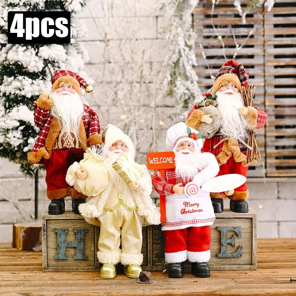 1~4 PCS 2025 Christmas Decoration for Home Santa Claus Plush Doll 30 cm Navidad Party Decor Xmas Ornaments New Year Gift