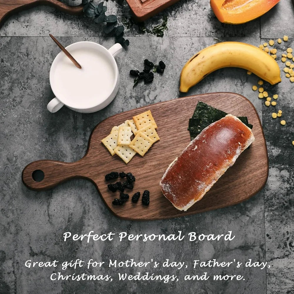 Cutting Board with Handle, Walnut Wooden Chopping Boards for Bread, Vegetables & Fruits, Dinner Cheese Board with Hole