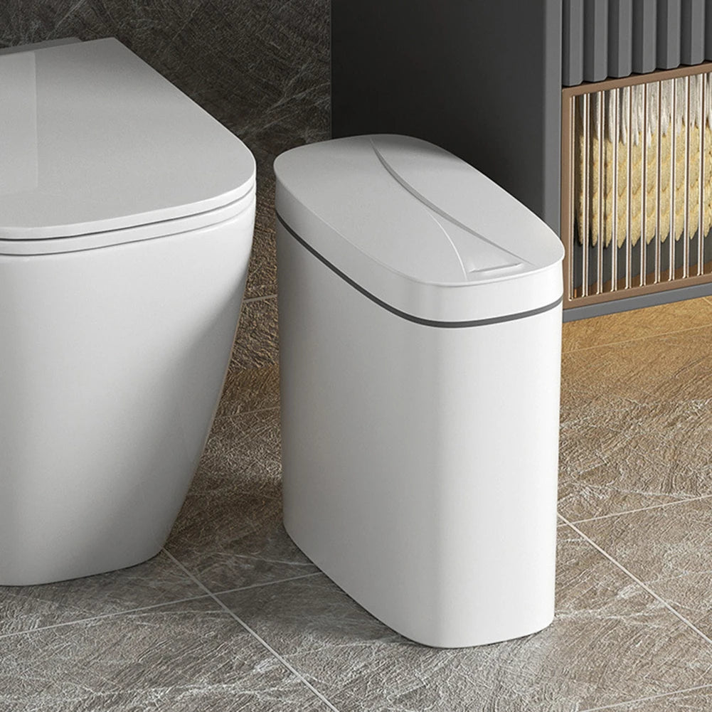 14L Smart Sensor Trash Can with Lid Automatic Trash Bin IPX5 Waterproof Auto Motion Sensor Rubbish Can for Narrow Space Bathroom