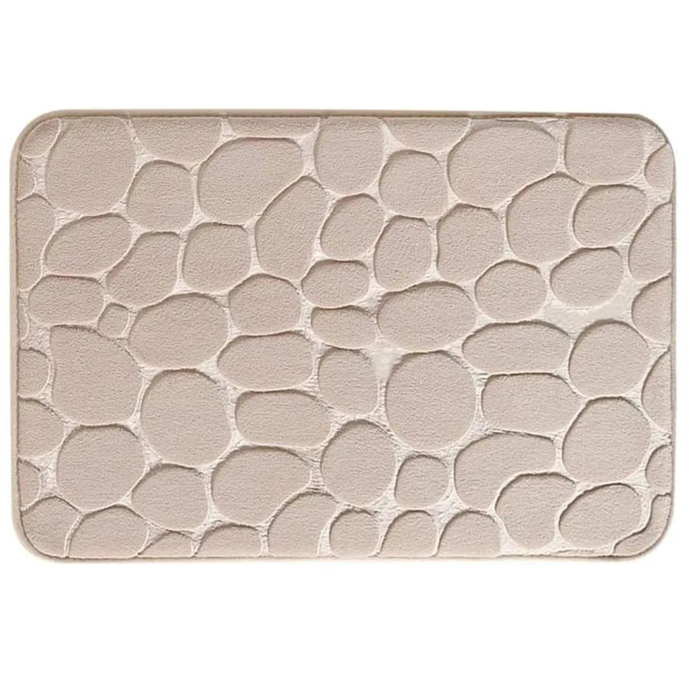 Cobblestone Embossed Bathroom Mat Water Absorbing Bathroom Rug Non-Slip Bathtub Floor Rug Washable Bathroom Accessories