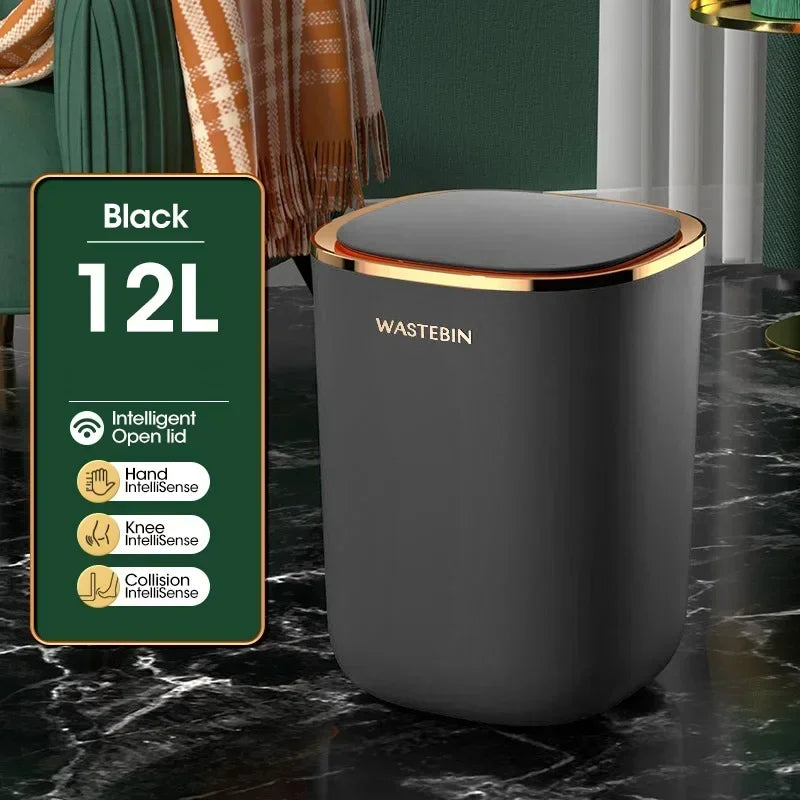 12L Automatic Trash Bin Bathroom Smart Sensor Trash Can Luxury Garbage Can Bucket For Kitchen Toilet Wastebasket Smart Home