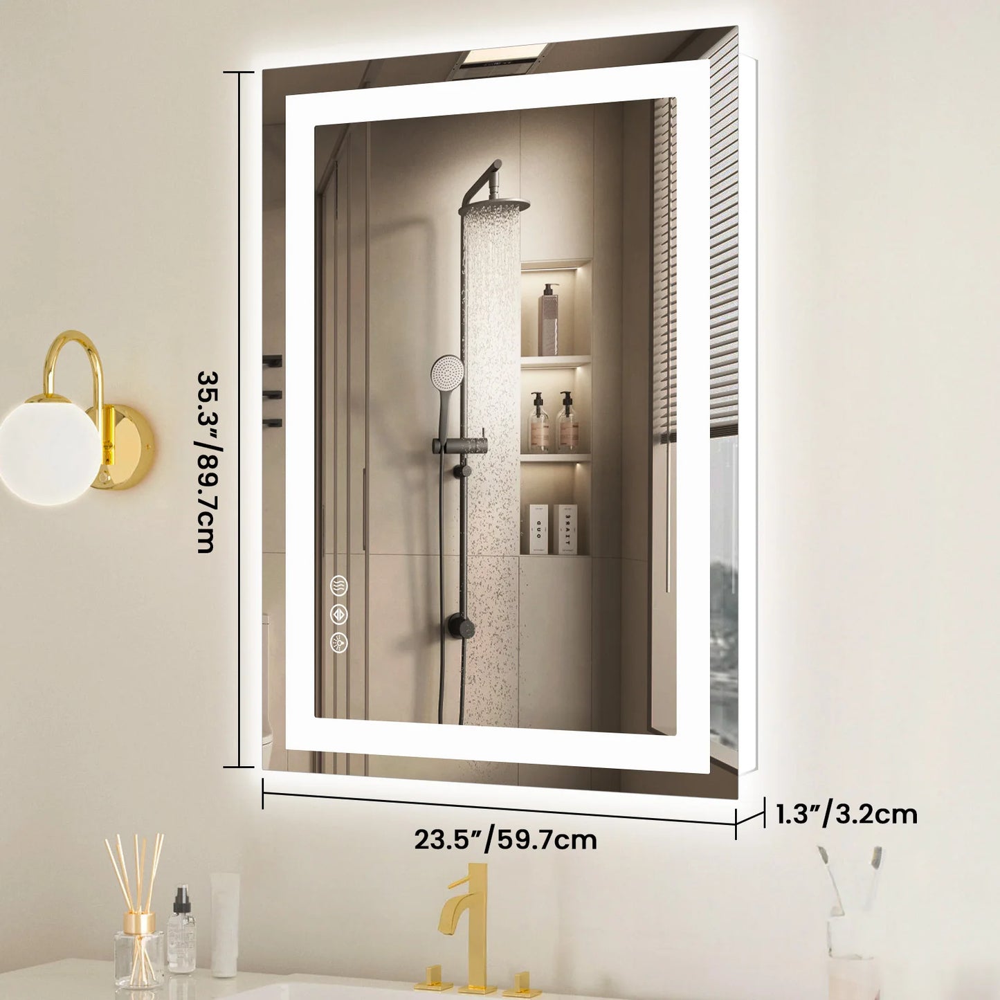 JHK 36"x 24"LED Bathroom Vanity Mirror for Wall Memory Function Tempered Glass with Front Light and Backlit For Living Room (Multiple sizes)
