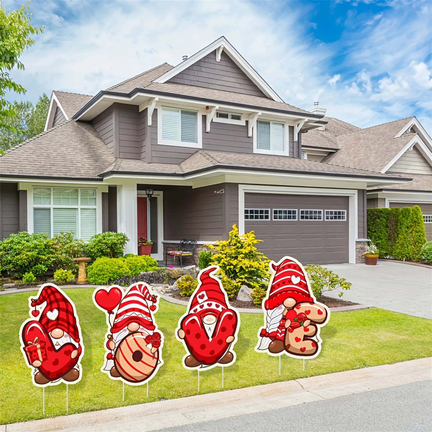 Romantic Valentine s Day Outdoor Decor Adorable Cupid Garden Stakes Heart-Shaped Yard Signs and Love Bird Ornaments for Lawn