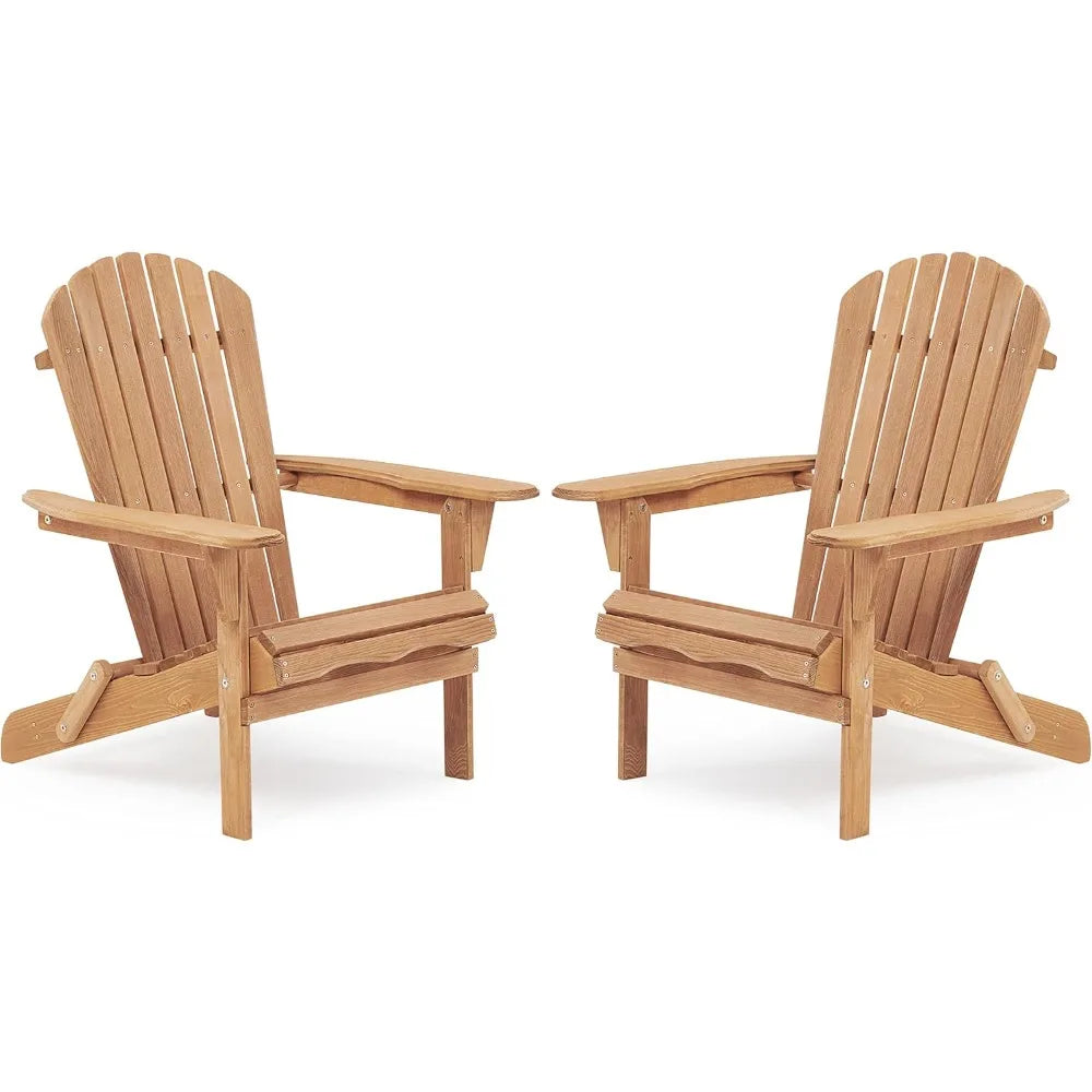 Outdoor Wooden Folding Chair Set of 2 with Pre-Assembled BackRest, Wood Patio Chair for Garden Backyard Porch Pool Deck Firepit