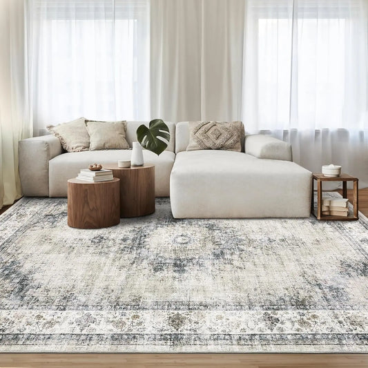 Area Rugs for Living Room Bedroom Non Slip Washable Soft Vintage Rug Low Pile Large Rug for Dining Room Office Carpet Home Decor (Multiple sizes)