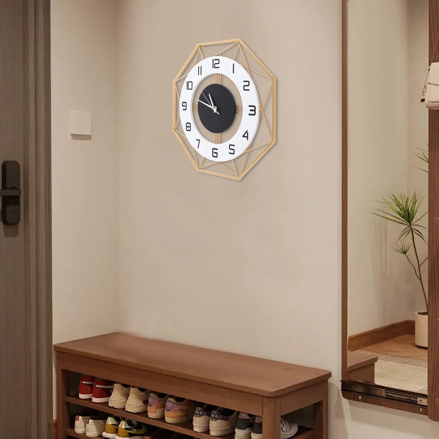 16 Inch Square Modern Wall Clock, Battery Operated Silent Non-Ticking, Easy to Read Decorative Clock for Living Room, Office