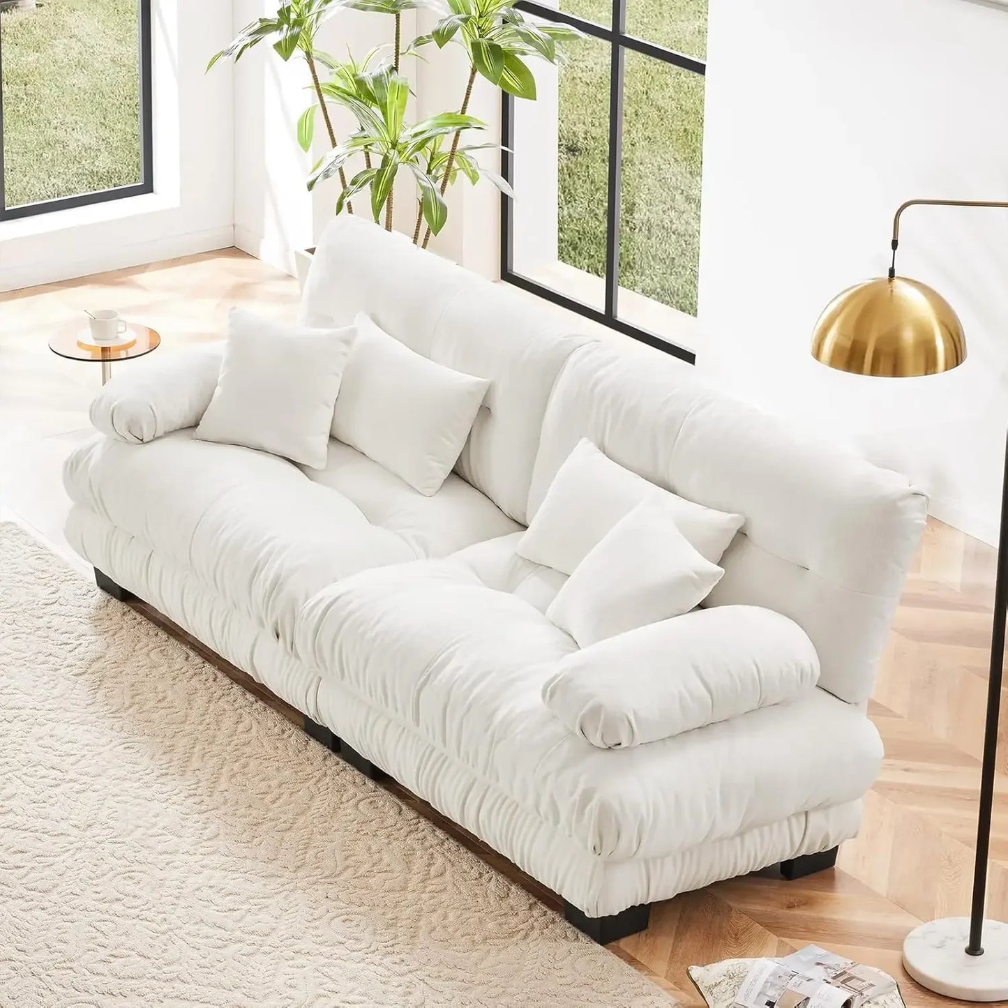 Loveseat Sofa, Seater Modular Sectional Sofa, Large Sectional Couches for Living Room, Fluffy Couch Set,Love Seat, Velvet Cloud