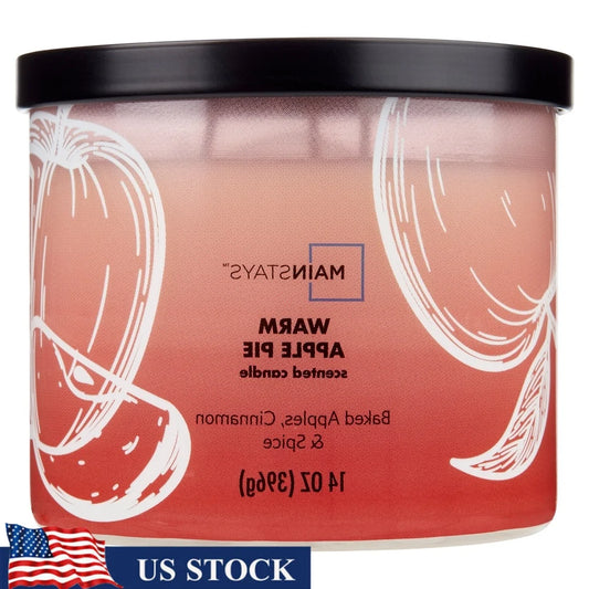 3-Wick Scented Candle Warm Apple Pie Paraffin Blend Wax Long Lasting 65 Hour Burn Time Perfect Home Decor Gift