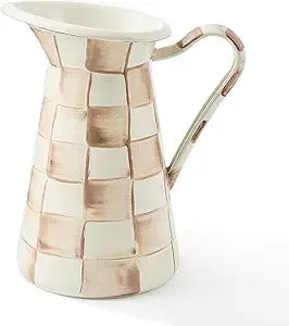 Elegant Black and White Enamel Drink Pitcher for Serving Iced Tea or Water, Ideal as a Flower Vase, Medium Size