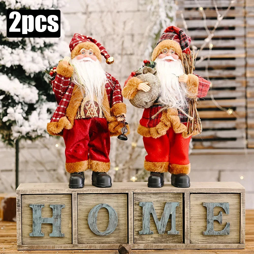 1~4 PCS 2025 Christmas Decoration for Home Santa Claus Plush Doll 30 cm Navidad Party Decor Xmas Ornaments New Year Gift