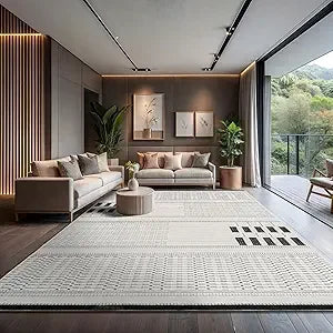 Modern Rug Luxury Swirl Curved Large Micro Loop Area Rugs Soft High-Low Pile Stain Resistant Easy to Clean Non-Shedding (Multiple colors)