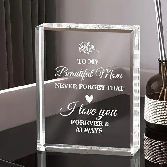 Gifts for Mom Crystal Keepsakes Engraved "To My BeautifulMom" Christmas Birthday Valentine's Day Acrylic Decor forMom