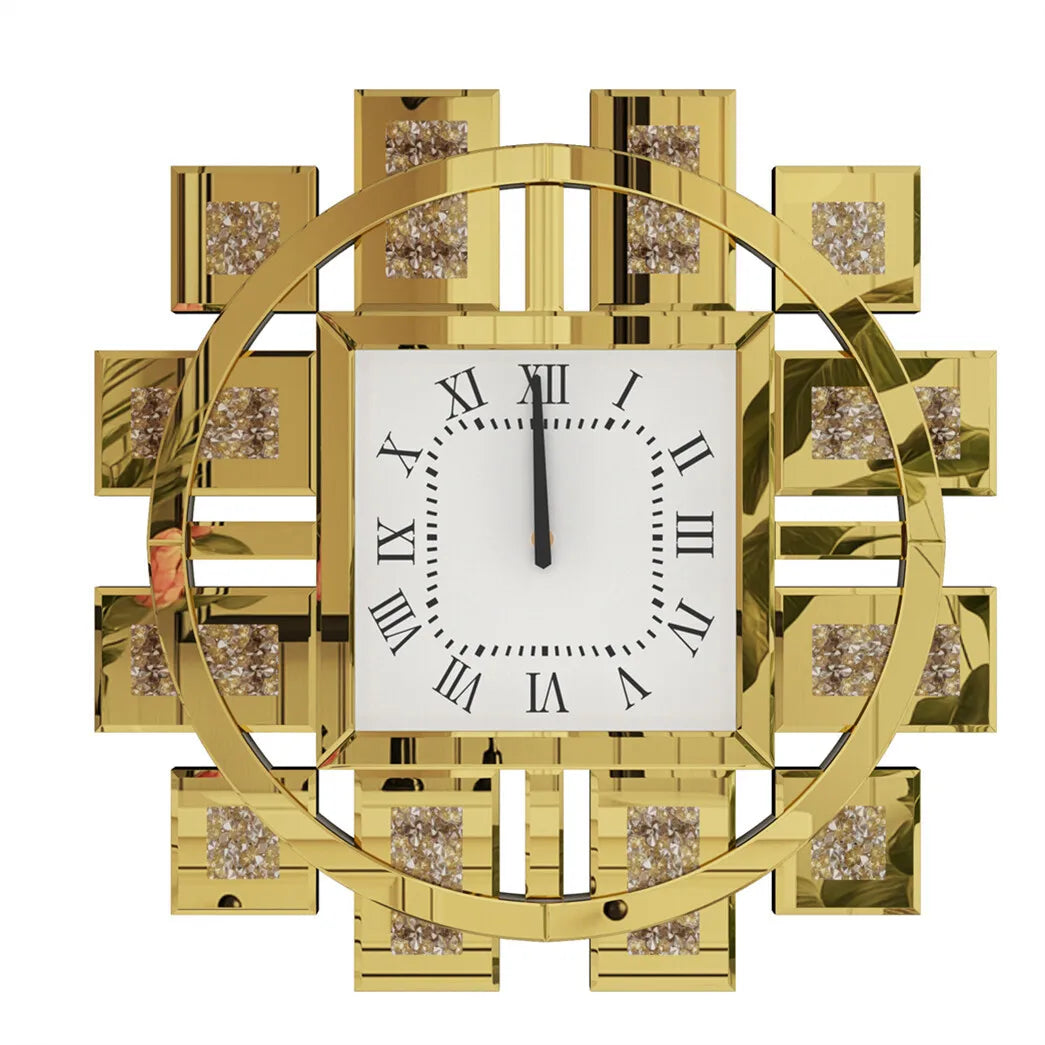 Large Wall Clock Heavy Duty 80 CM / 31.5 IN Crushed Diamond Mirrored Clock Silver / Gold Sparkling Twinkle Bling Home Decor