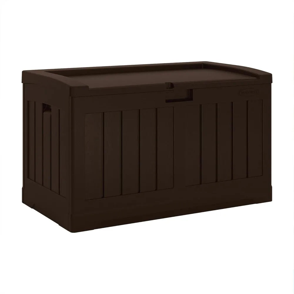 50 Gallon Medium Capacity All Weather Construction Resin Outdoor Storage Deck Box with Bench Seat and Lid for Patio