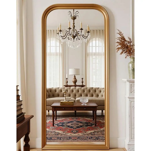 Full Length Mirror, 81x41 Floor Mirror Standing Hanging for Bedroom Living Room Cloakroom, Gold