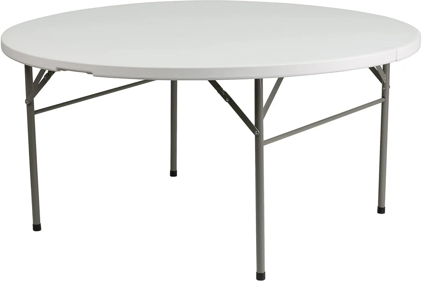 5' Round Plastic Folding Table - with Carrying Handle, Foldable for Indoor/Outdoor Events - Perfect for Parties