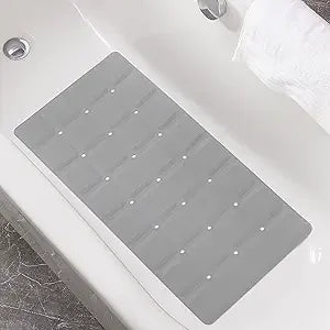 Foldable Non Slip Silicon Bath Mat Bathtub mat no Suction Cups Shower mats for Textured Tub and Reglazed Tub (Foldable -Grey