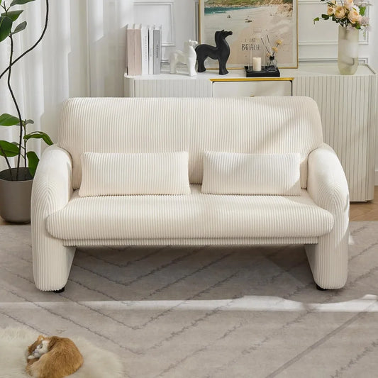 56'' Corduroy Loveseat Sofa, 2 Seater Love Seat Couch for Small Space, Comfy Upholstered Modern Leisure Loveseat Couches