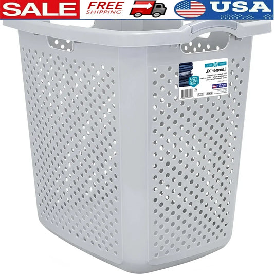 Extra Large Plastic Laundry Hamper 2.5 Bushel Durable with Four Handles Ventilated Design Ideal Clothing Toys Sports Equipment