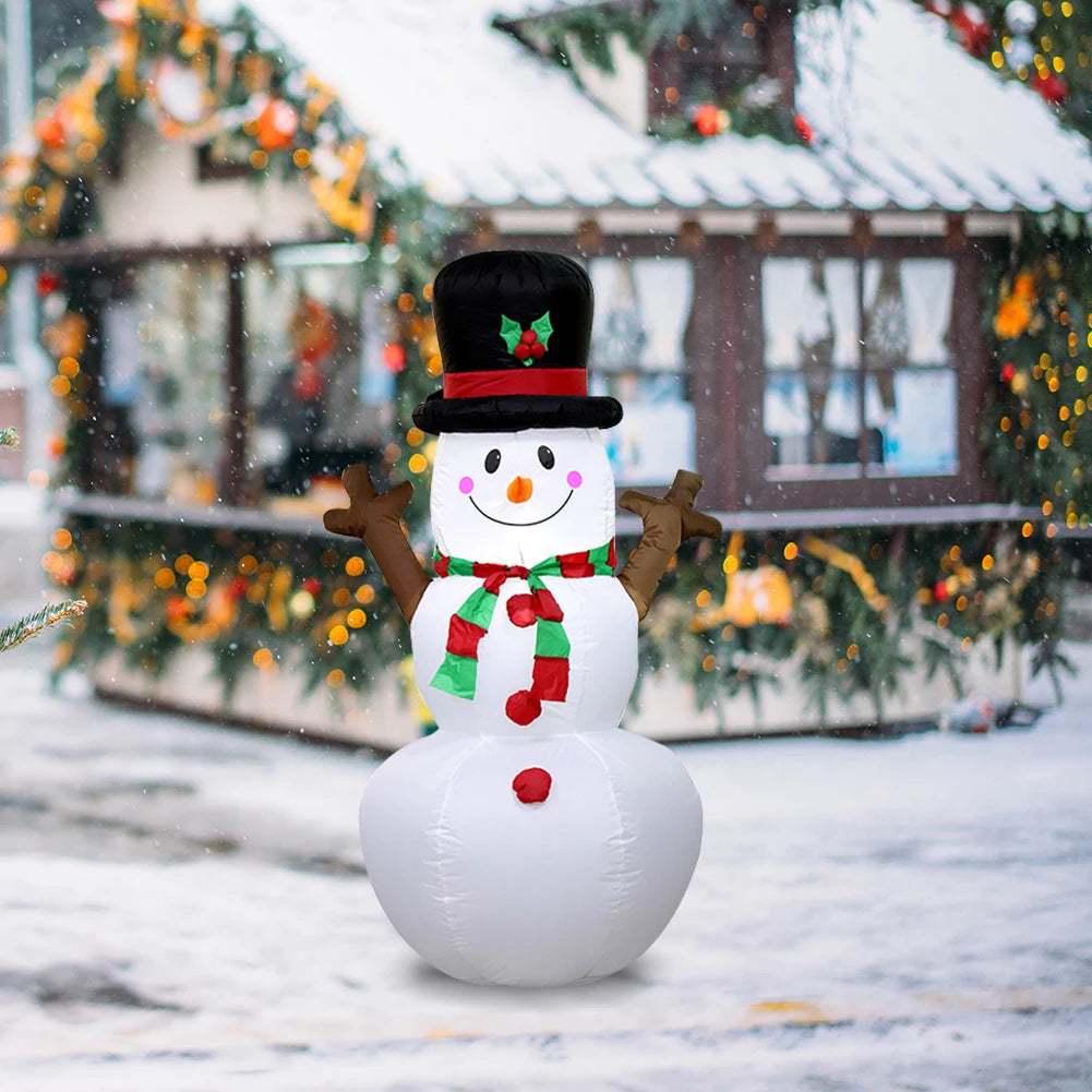 Inflatable Twig Snowman Ornament with LED Light Snowman Dolls Decor for Xmas Garden Party Decor