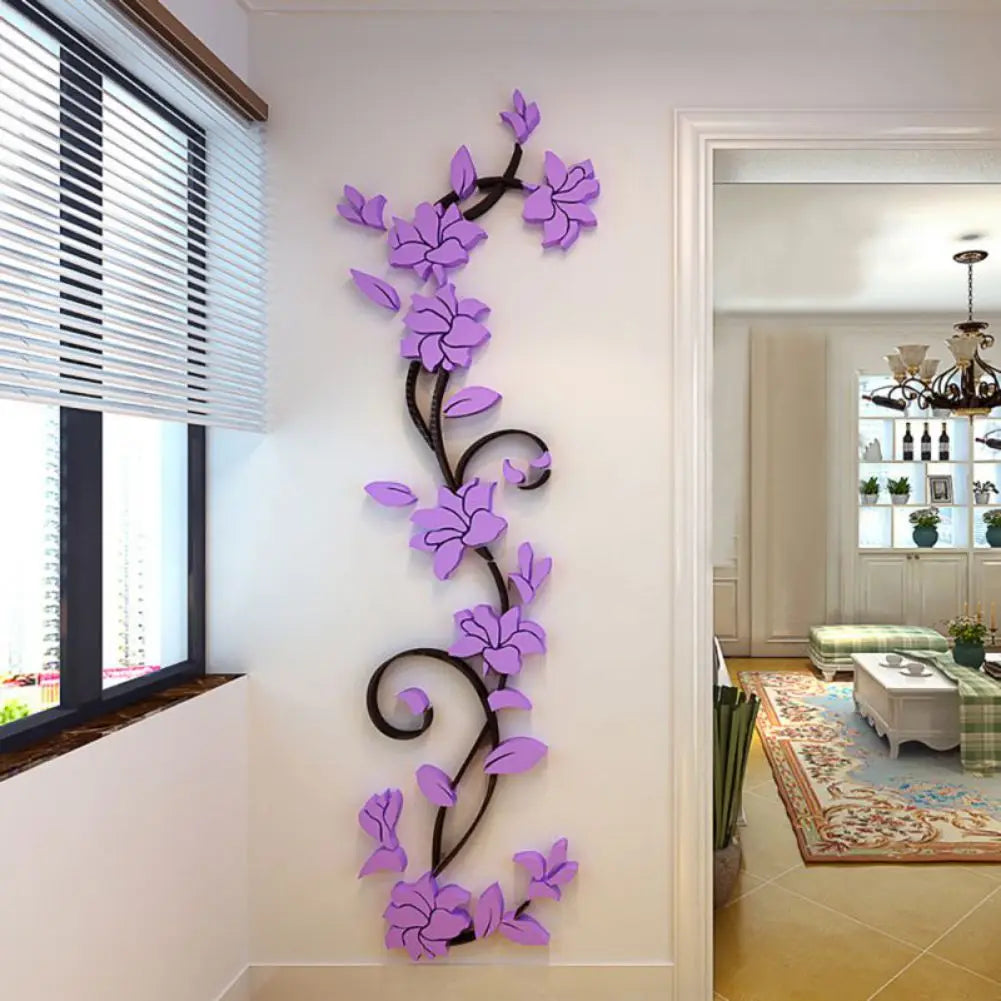 3D Wall Stickers DIY Removable Art Vinyl Vase Flower Tree Decal Mural Home Bedroom  & Living Room & Bathroom  Decoration