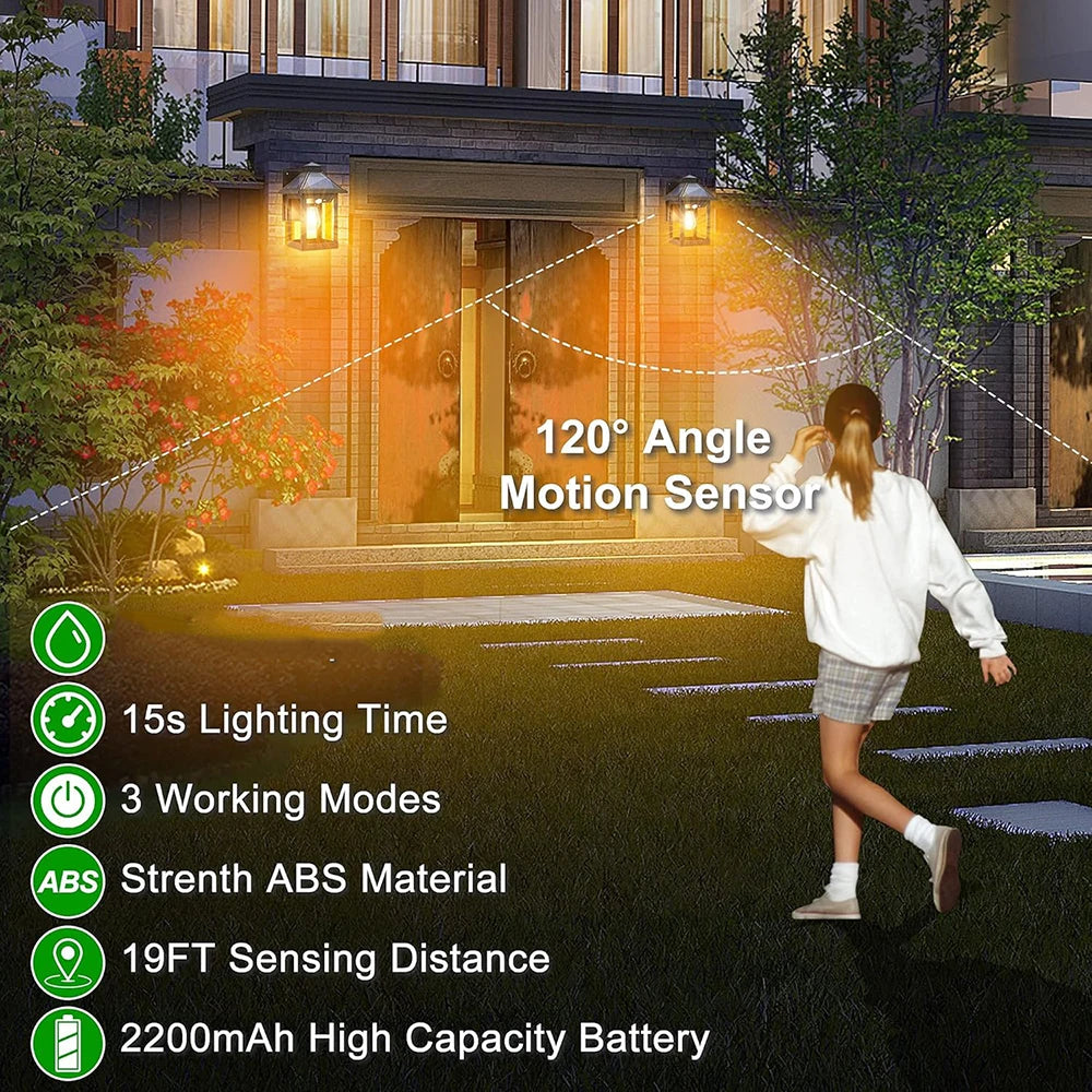 2pcs Solar Powered Wall Lanterns with 3 Modes Dusk to Dawn Motion Sensor LED Sconce Lights Exterior Front Porch Security Lamps