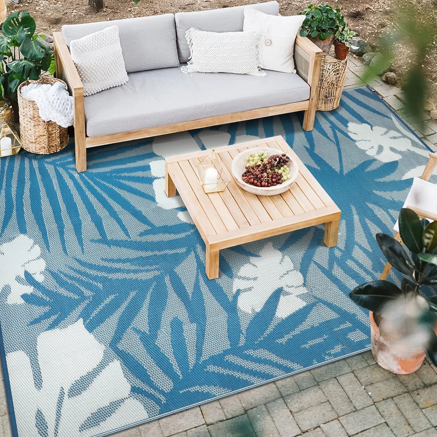 9‘x12' Outdoor Rug Waterproof Recycled Plastic Straw Rug Patio Rug Indoor Outdoor Carpet for Patio Deck Camping RV Beach