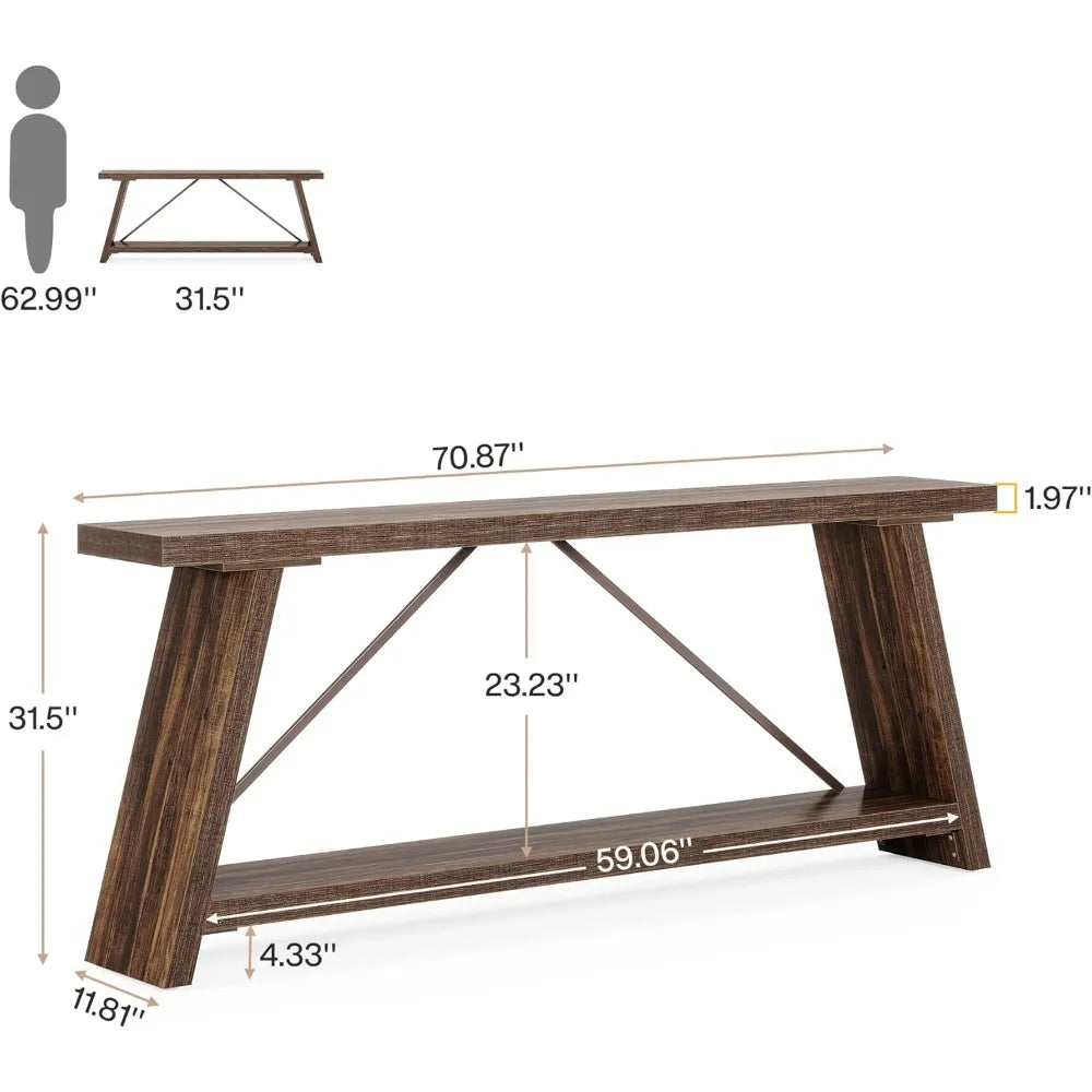 Tribesigns 70.9 Inches Extra Long Sofa Table Behind Couch, Industrial Entryway Console Table with Storage for Hallway, Entry.