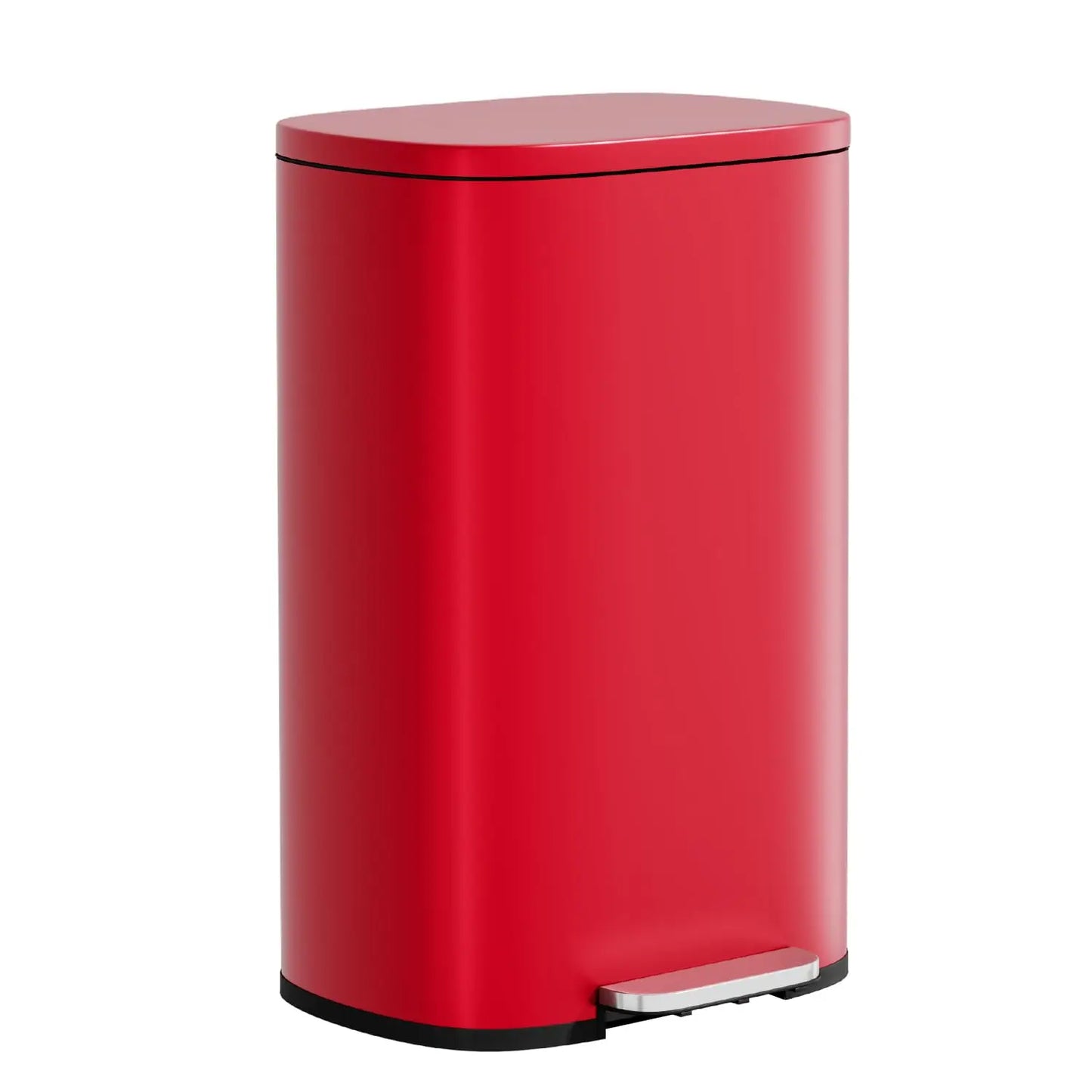 Stainless Steel Trash Can with Lid - Removable Inner Bucket, Foot Pedal, Soft Close for Office, Home, Kitchen (Red,, Customized