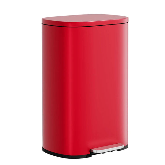 Stainless Steel Trash Can with Lid - Removable Inner Bucket, Foot Pedal, Soft Close for Office, Home, Kitchen (Red,, Customized