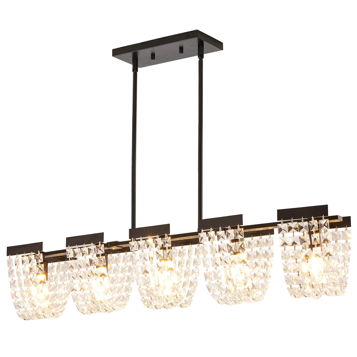 5-Light Luxury Gold Chandeliers for Living Room K9 Crystal Chandelier Fixture LED Lighting Decor for Bedroom Kitchen Island