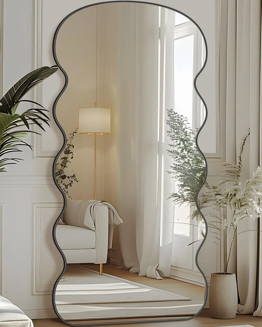 Full Length Mirror, 71"x32" Wavy Mirror Full Length with Stand for Bedroom, Living Room Cloakroom