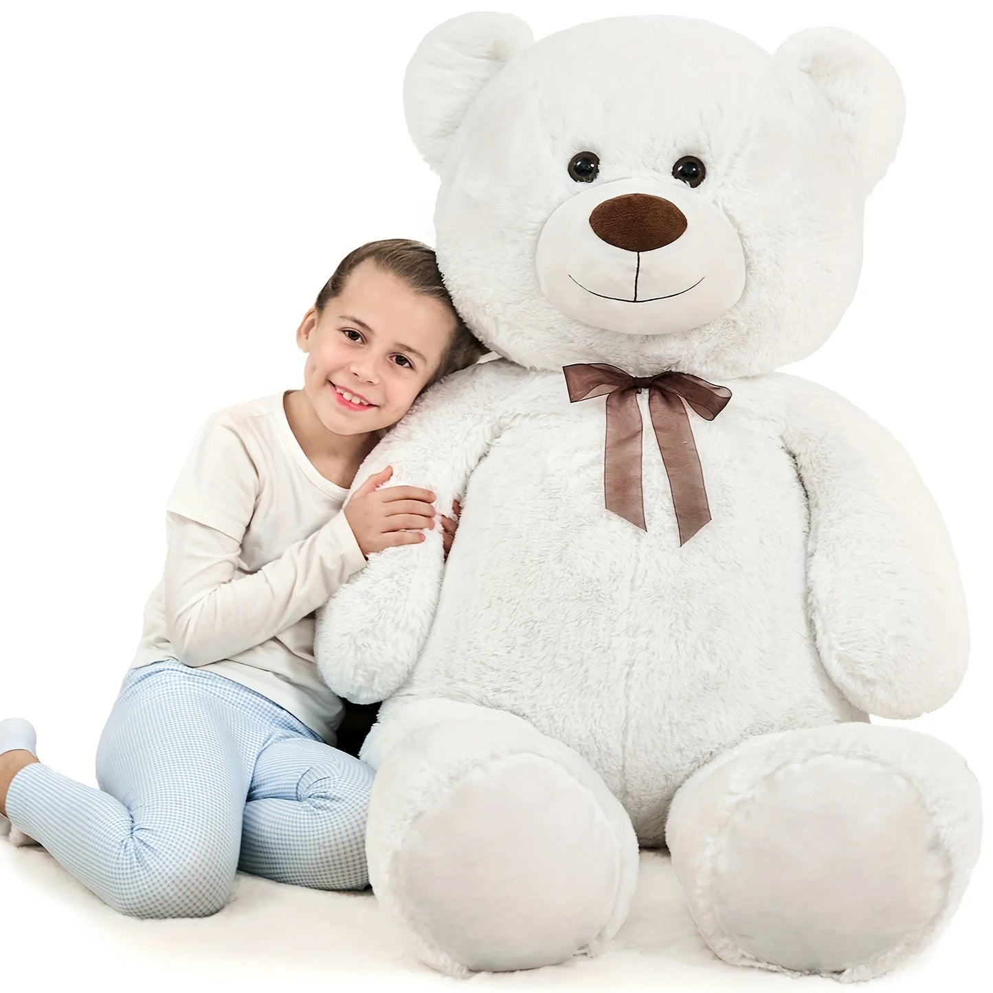 Giant Teddy Bear Stuffed Animal XXL 51.18inch, White Large Bear Plush Soft Cuddly Toy Big Size