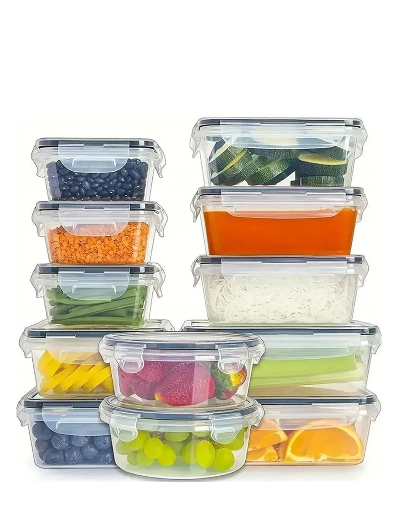 12pcs/24pcs/Food storage LIDS sealed plastic used for kitchen storage sealed and leak-proof food containers with labels marks