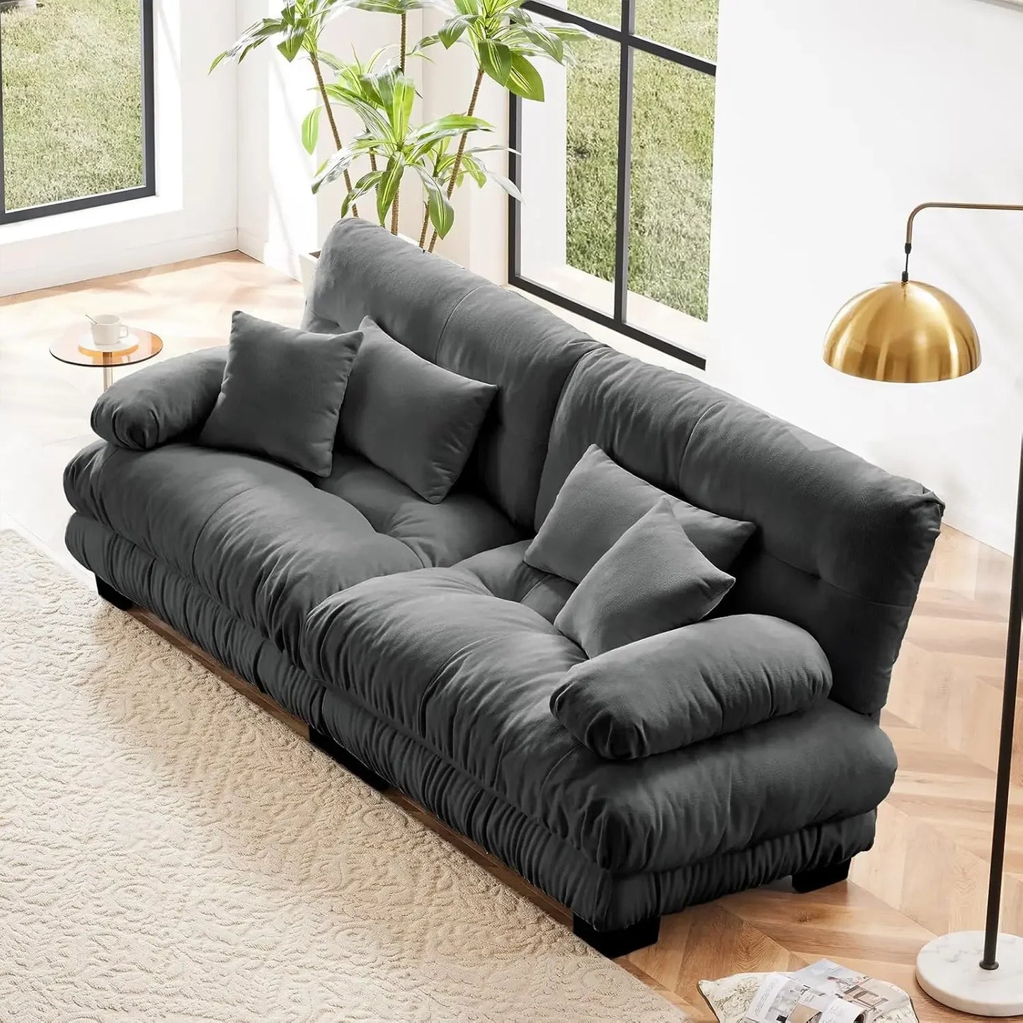 Loveseat Sofa, Seater Modular Sectional Sofa, Large Sectional Couches for Living Room, Fluffy Couch Set,Love Seat, Velvet Cloud