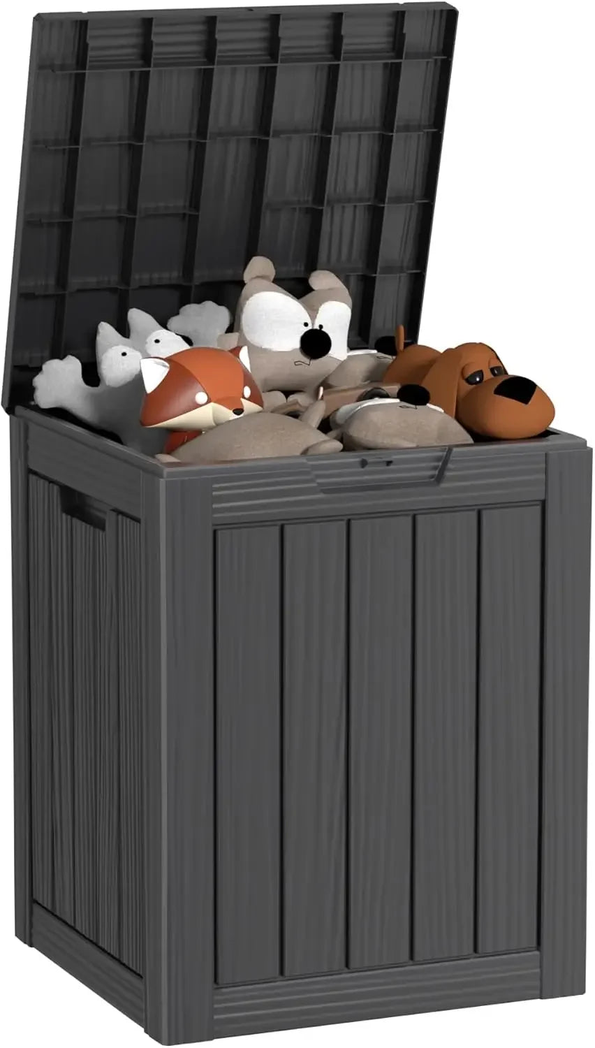 Outdoor Storage Box, Large Waterproof Deck Box, Lockable Resin Storage Container with Reinforced Support for Patio Cushions