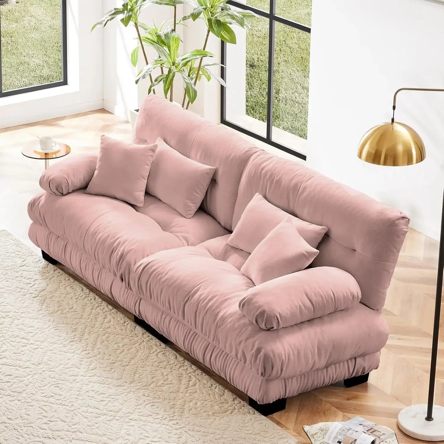 Loveseat Sofa, Seater Modular Sectional Sofa, Large Sectional Couches for Living Room, Fluffy Couch Set,Love Seat, Velvet Cloud