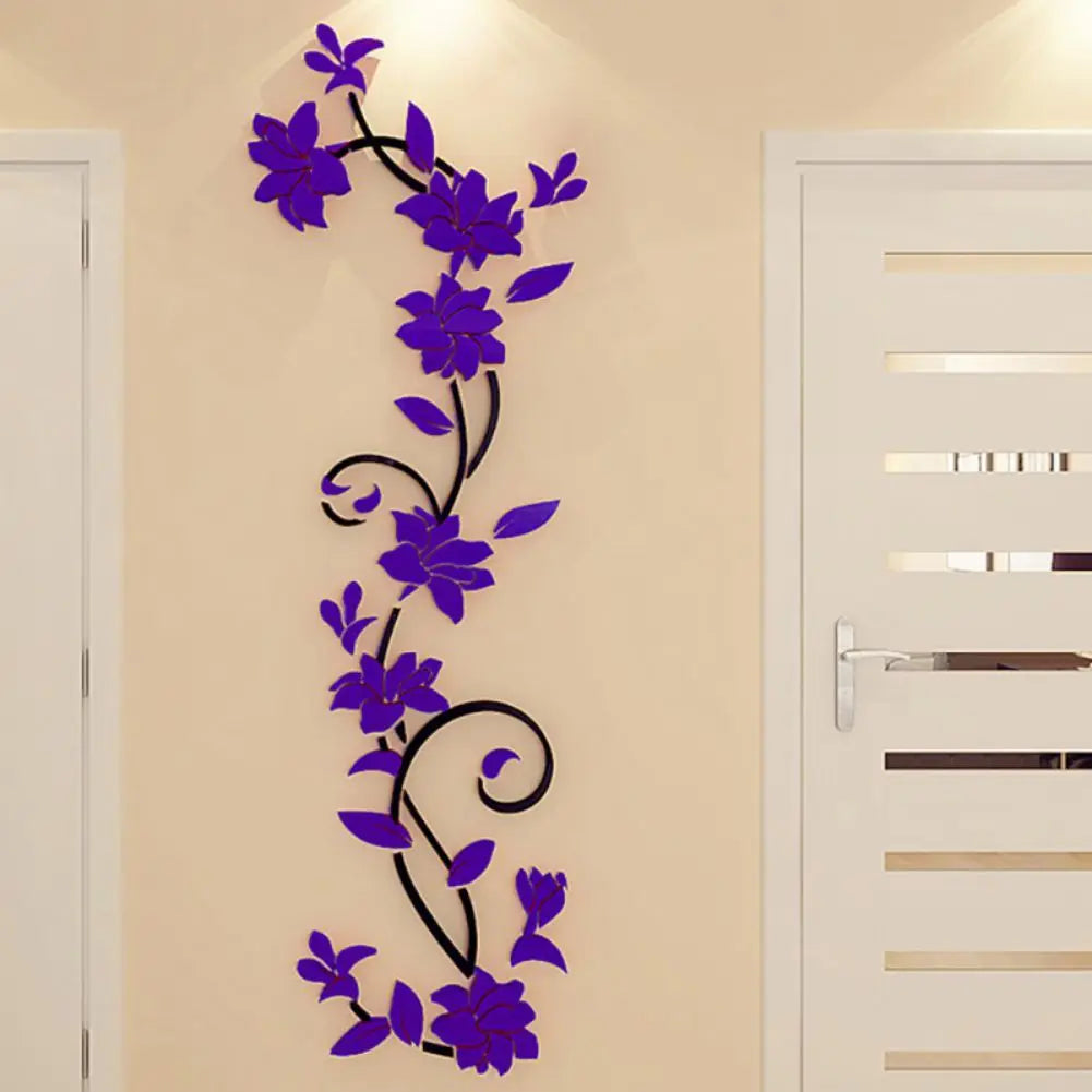 3D Wall Stickers DIY Removable Art Vinyl Vase Flower Tree Decal Mural Home Bedroom  & Living Room & Bathroom  Decoration
