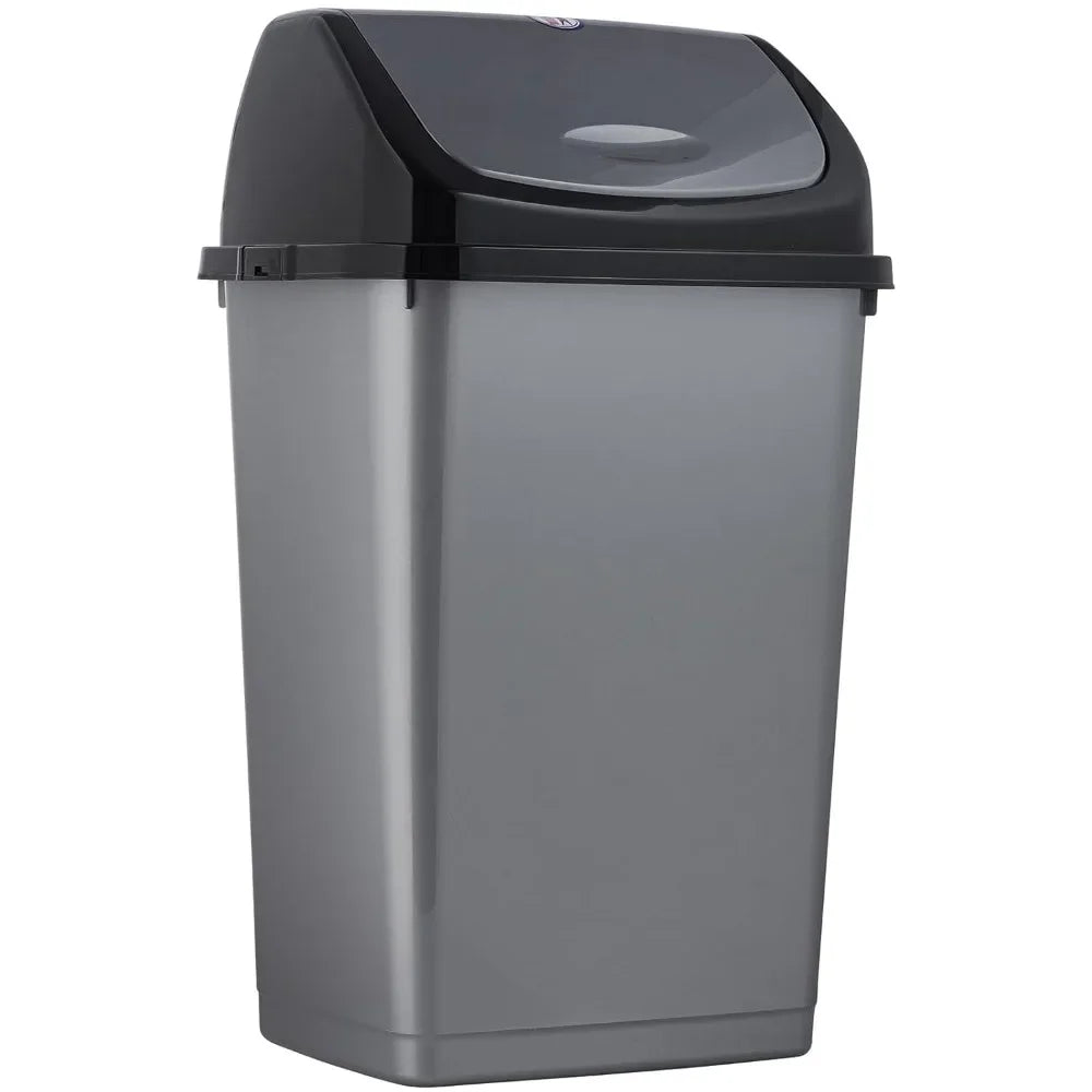 Kitchen Trash Can 13 Gallon with Swing Lid, Plastic Tall Garbage Can Outdoor and Indoor, Large 62 Qt Recycle Bin and Waste Bask