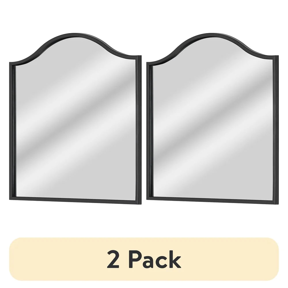 2 Pack Arch Wall Mirror Black Frame Elegant Home Accent Decorative Glass Round Mirror Distortion Free Reflection Living Room